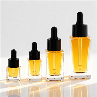 Prázdne sklenené fľaše s kvapkadlom